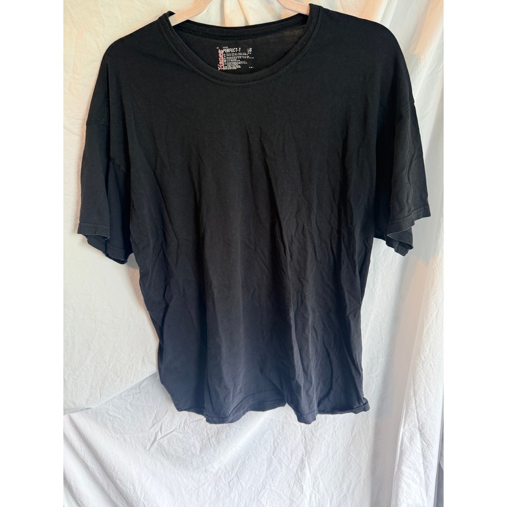 Lot of 2 Mens T-Shirts Hanes Perfect-T Black Gemrock Gray Cotton Size Large